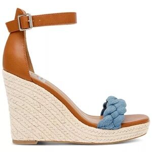 New Harriat Braided denim strap casual Espadrille Platform Wedge Sandals Sz 8